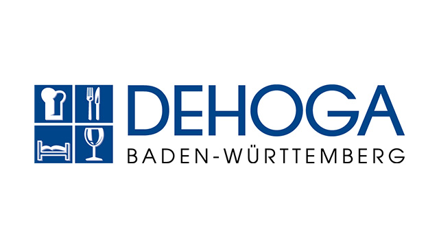 Abbildung des blauen Logos des DEHOGA Baden-Württemberg in großer Schrift.