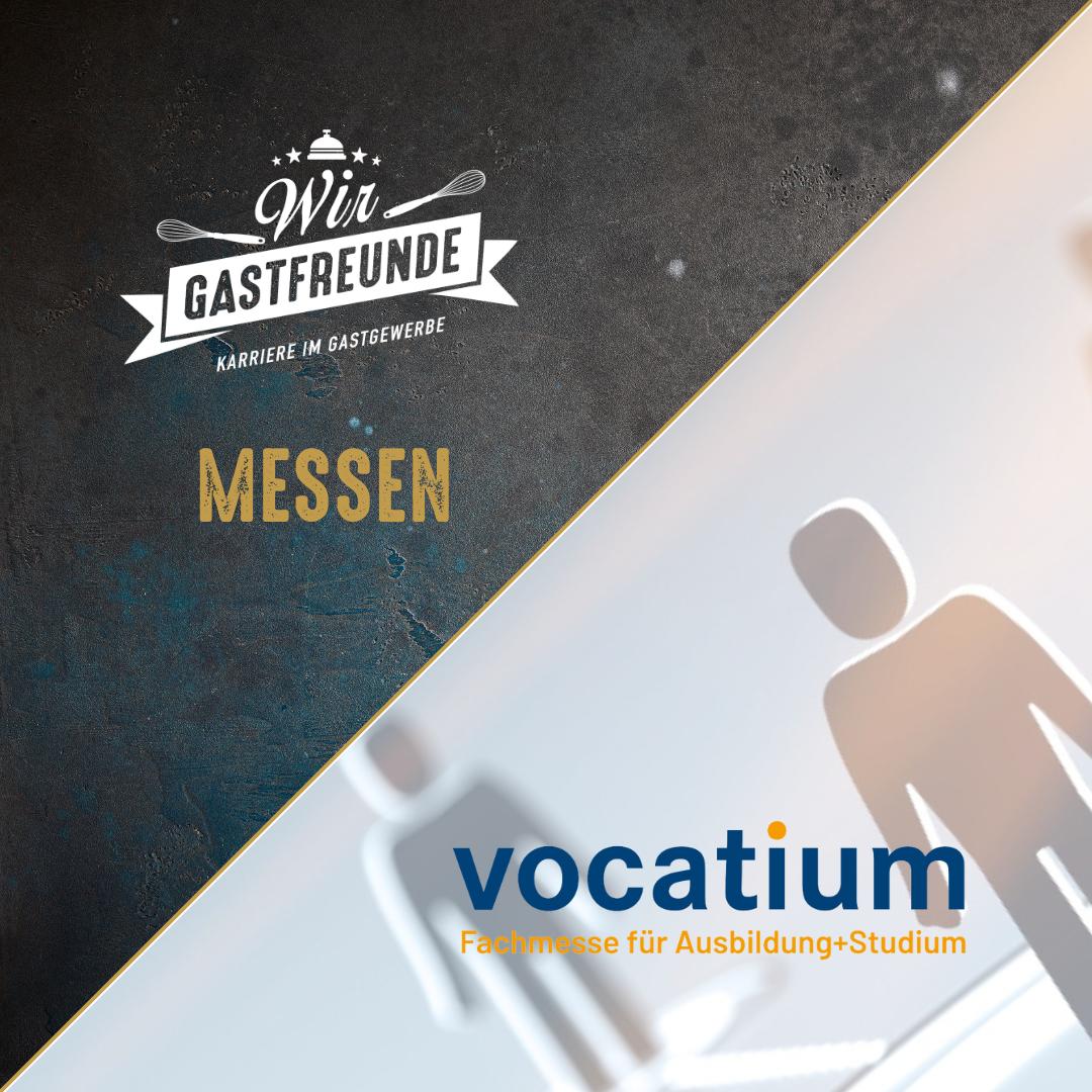 Abbildung des WIR GASTFREUNDE-Logos und dem Schriftzug Messe sowie einem kleinen Männchen.